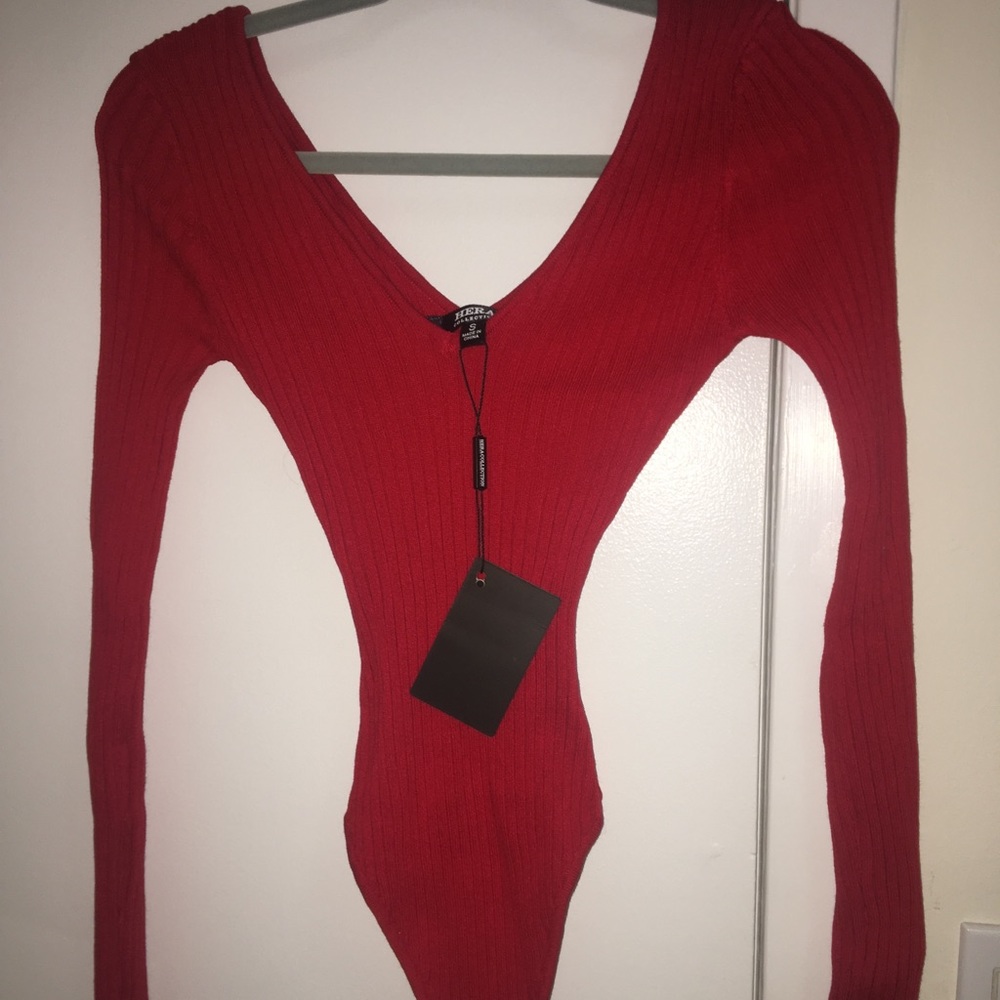 Tight red bodysuit